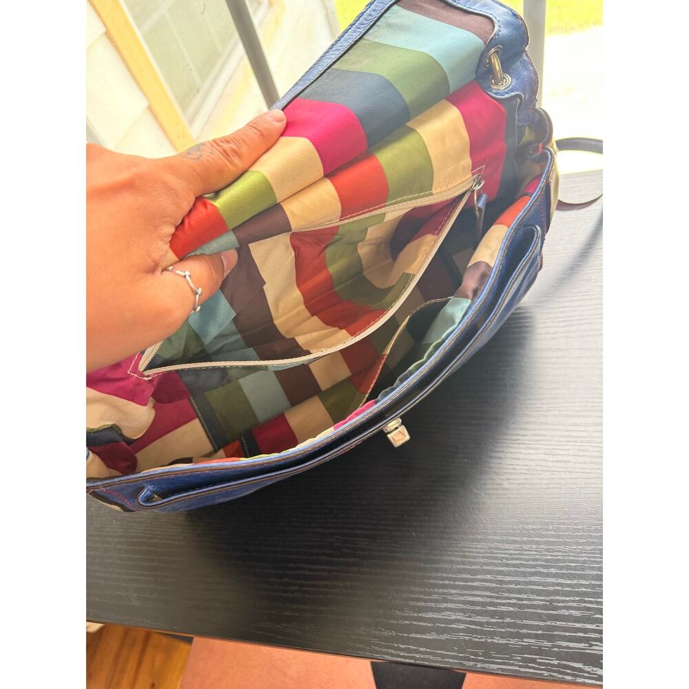 Coach Legacy Leather Turnlock Flap Shoulder Bag Blue Red Cream Crossbody Y2K Era - Picture 7 of 16